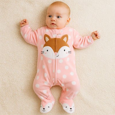 pyjama bebe rose pois blanc tete renard