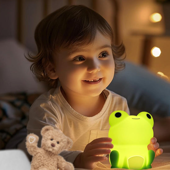 veilleuse bebe grenouille sourire enfant