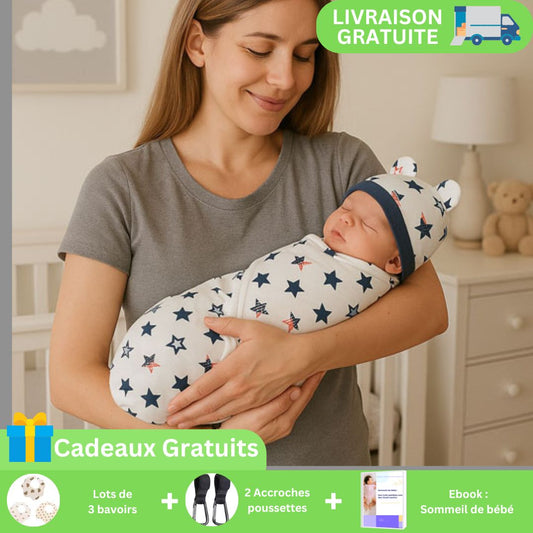 Couverture bébé emmaillotage Petites Etoiles | Dodo sécurisé et réconfortant