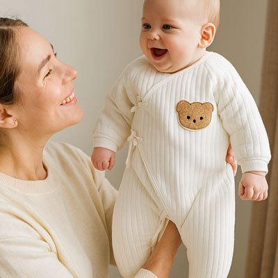 barboteuse bebe blanche maman enfant heureux