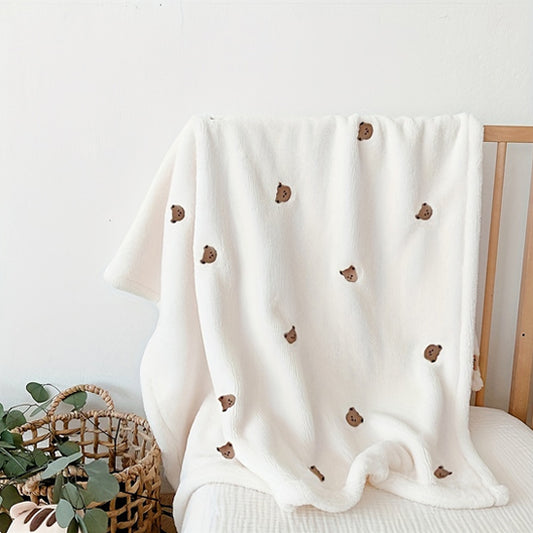 couverture bebe blanche tete ourson
