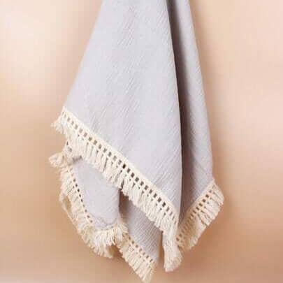 couverture bebe grise coton
