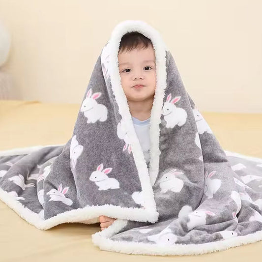 couverture bebe lapin enfant assis