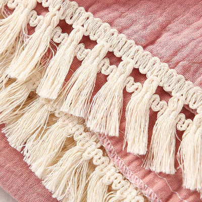 couverture bebe rose frange