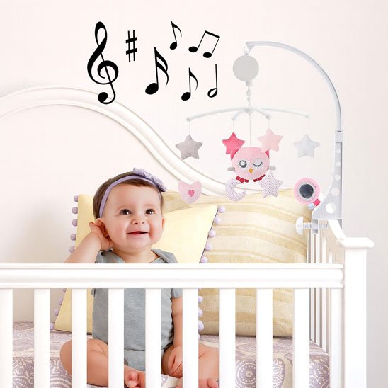 mobile bebe rose blanc gris etoile coeurl une