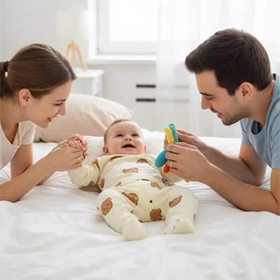 pyjama bebe enfant avec son papa et sa maman