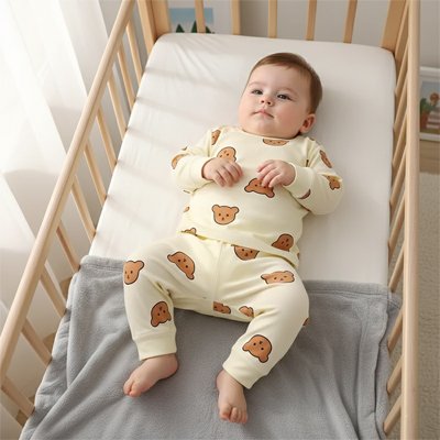 pyjama bebe motif tete ourson marron beige