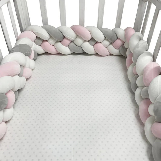 tour de lit bébé sommeil rose gris